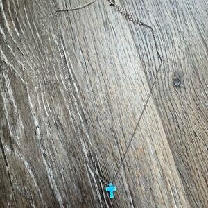 NWOT LF hologram iridescent cross necklace
